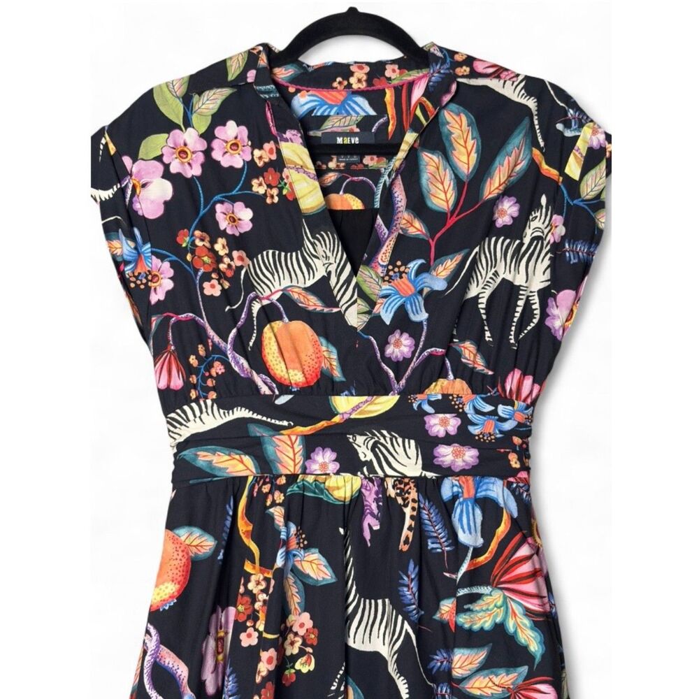 Maeve Anthropologie Flora Fauna Menagerie Print 100% Cotton Mini Dress Sz 0 - Picture 4 of 15